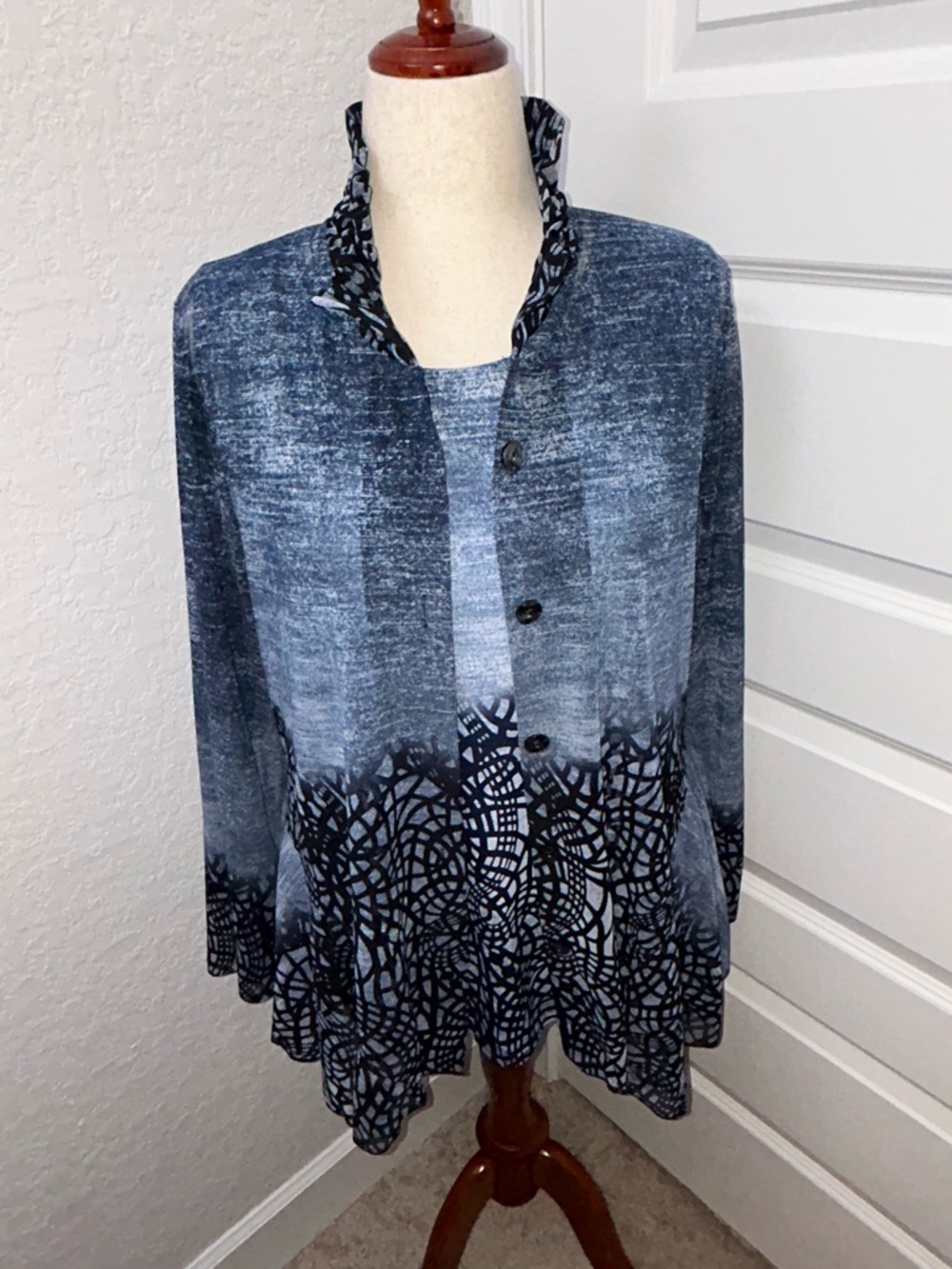 TALK OF THE WALK 2 Pc. Sleeveless Top Button Front Long Sleeve Sheer Cardigan